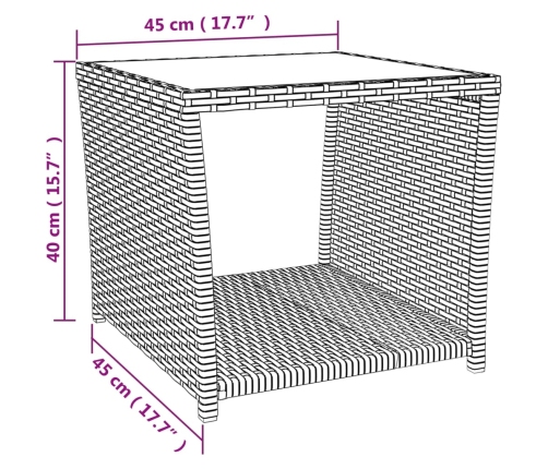 Set comedor de jardín 3 piezas con cojines ratán sintético gris
