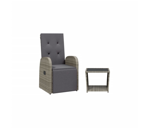 Juego de comedor jardín 2 pzas con cojines ratán sintético gris