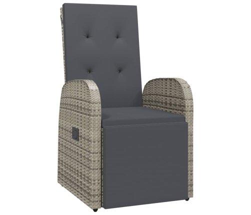 Set comedor jardín 9 pzas y cojines ratán sintético gris