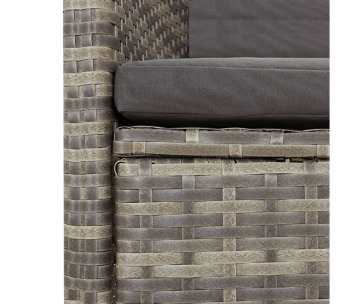 Set comedor jardín 9 pzas y cojines ratán sintético gris