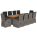Set de comedor de jardín 11 pzas y cojines ratán sintético gris