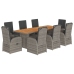 Set comedor jardín 9 pzas y cojines ratán sintético gris