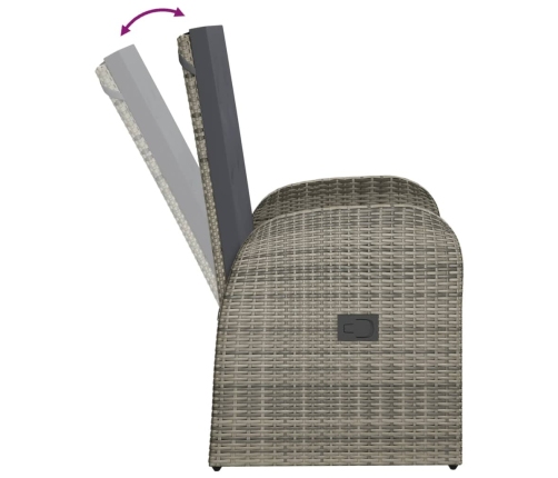 Set comedor jardín 9 pzas y cojines ratán sintético gris