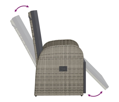Set comedor jardín 9 pzas y cojines ratán sintético gris