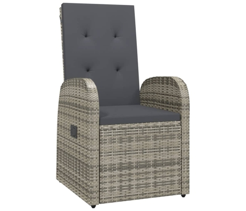 Set de comedor de jardín 11 pzas y cojines ratán sintético gris