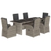 Set comedor jardín 7 pzas y cojines ratán sintético gris