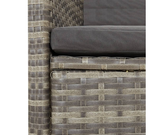 Set comedor jardín 7 pzas y cojines ratán sintético gris