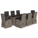 Set comedor jardín 9 pzas y cojines ratán sintético gris