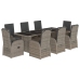 Set comedor jardín 9 pzas y cojines ratán sintético gris