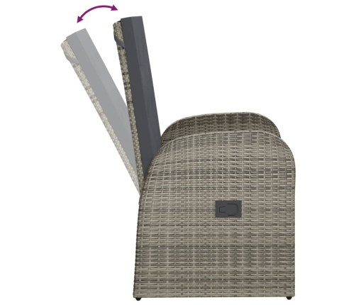 Set comedor jardín 9 pzas y cojines ratán sintético gris