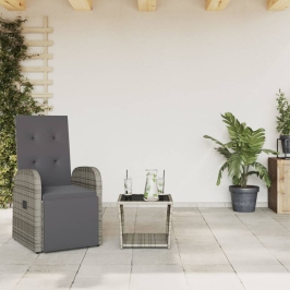 Juego de comedor jardín 2 pzas con cojines ratán sintético gris