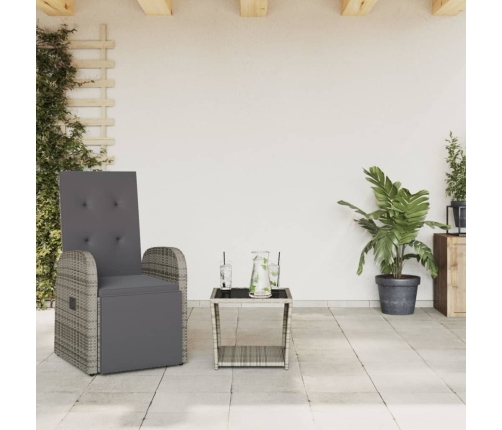 Juego de comedor jardín 2 pzas con cojines ratán sintético gris
