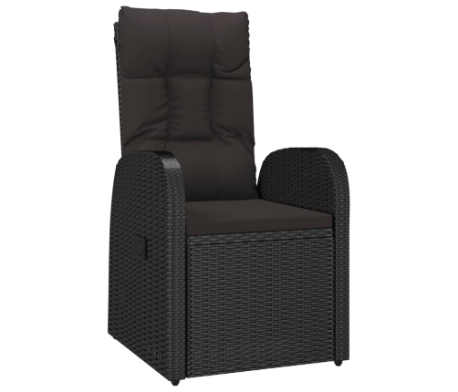Set de comedor de jardín 7 pzas y cojines ratán sintético negro