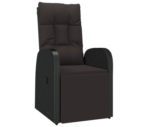 Set de comedor de jardín 7 pzas y cojines ratán sintético negro