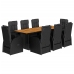 Set de comedor de jardín 9 pzas y cojines ratán sintético negro