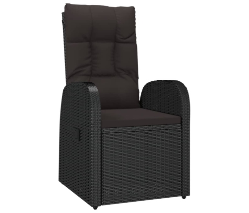 Set de comedor de jardín 9 pzas y cojines ratán sintético negro
