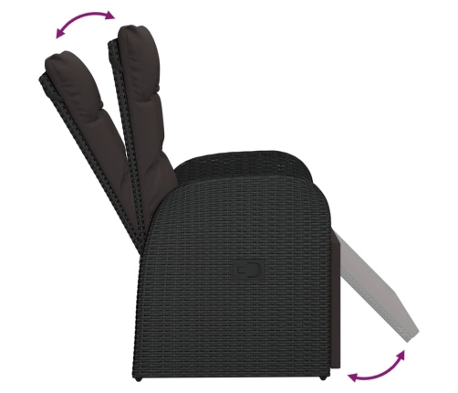 Set de comedor de jardín 9 pzas y cojines ratán sintético negro