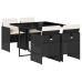 Set de muebles jardín 5 pzas con cojines ratán sintético negro