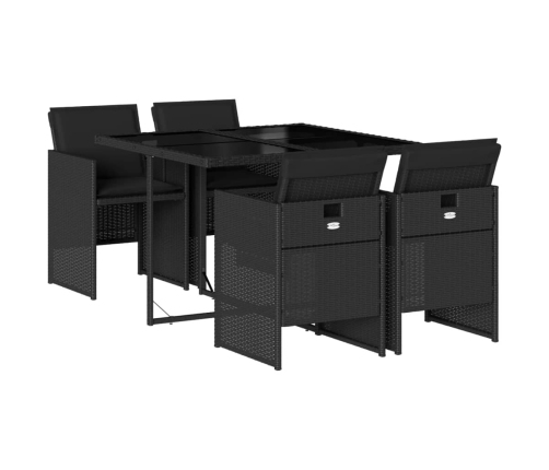 Set de muebles jardín 5 pzas con cojines ratán sintético negro