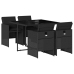 Set de muebles jardín 5 pzas con cojines ratán sintético negro