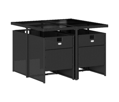 Set de muebles jardín 5 pzas con cojines ratán sintético negro