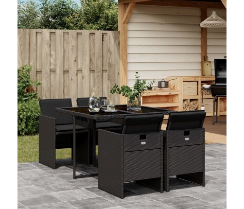 Set de muebles jardín 5 pzas con cojines ratán sintético negro