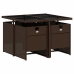Set comedor de jardín 5 piezas y cojines ratán sintético marrón