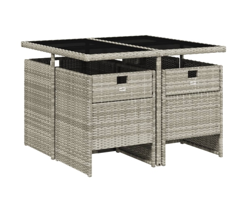 Set comedor de jardín 5 pzas cojines ratán sintético gris claro