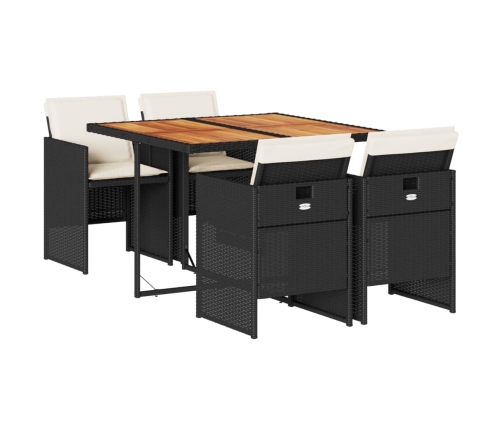 Set de muebles jardín 5 pzas con cojines ratán sintético negro