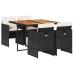Set de muebles jardín 5 pzas con cojines ratán sintético negro