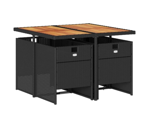Set de muebles jardín 5 pzas con cojines ratán sintético negro
