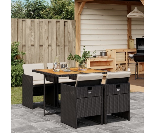 Set de muebles jardín 5 pzas con cojines ratán sintético negro