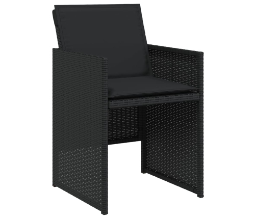Set de comedor de jardín 7 pzas y cojines ratán sintético negro
