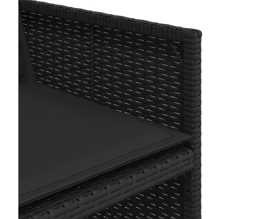 Set de comedor de jardín 7 pzas y cojines ratán sintético negro