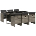 Set comedor jardín 7 pzas y cojines ratán sintético gris