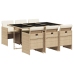 Set comedor de jardín 7 pzas con cojines ratán sintético beige