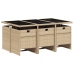 Set comedor de jardín 7 pzas con cojines ratán sintético beige