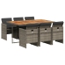Set comedor jardín 7 pzas y cojines ratán sintético gris
