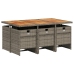 Set comedor jardín 7 pzas y cojines ratán sintético gris