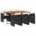Set de comedor de jardín 7 pzas y cojines ratán sintético negro