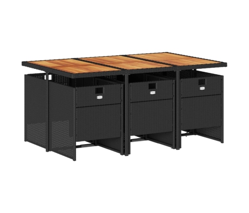 Set de comedor de jardín 7 pzas y cojines ratán sintético negro