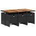 Set de comedor de jardín 7 pzas y cojines ratán sintético negro