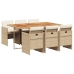 Set comedor de jardín 7 pzas con cojines ratán sintético beige