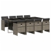 Set comedor jardín 9 pzas y cojines ratán sintético gris