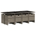 Set comedor jardín 9 pzas y cojines ratán sintético gris