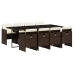 Set comedor para jardín 9 pzas y cojines ratán sintético marrón