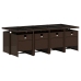 Set comedor para jardín 9 pzas y cojines ratán sintético marrón
