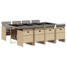 Set comedor de jardín 9 pzas con cojines ratán sintético beige