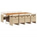 Set comedor de jardín 9 pzas con cojines ratán sintético beige