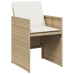 Set comedor de jardín 9 pzas con cojines ratán sintético beige
